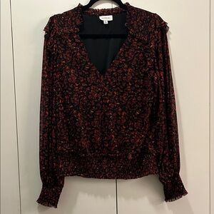 NWOT Evereve Floral Mesh Blouse